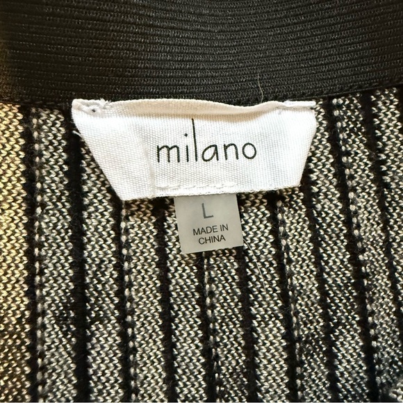 Milano Black and Cream Knit Skirt Abstract Print with Stripes A Line - Picture 3 of 4